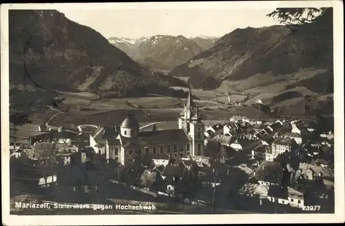 Ak Mariazell Steiermark, Ort gegen Hochschwab gesehen