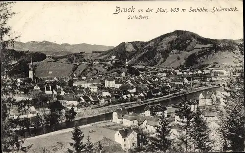 Ak Bruck an der Mur Steiermark, Gesamtansicht, Schloßberg