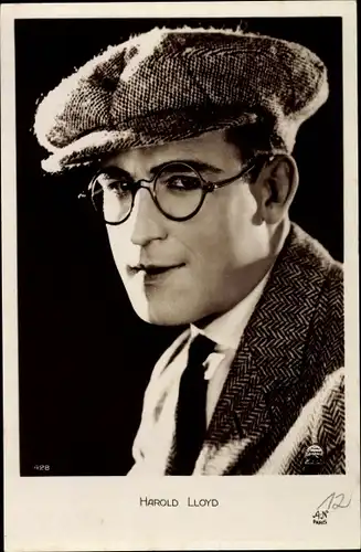 Ak Schauspieler Harold Lloyd, Portrait, Mütze