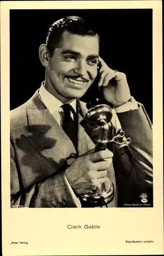 Ak Schauspieler Clark Gable, Portrait, Telefon, Ross