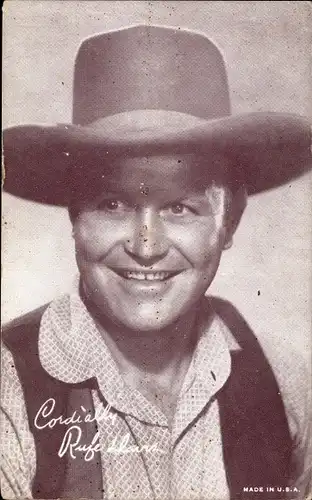 Ak Schauspieler Rufe Davis, Portrait mit Cowboyhut