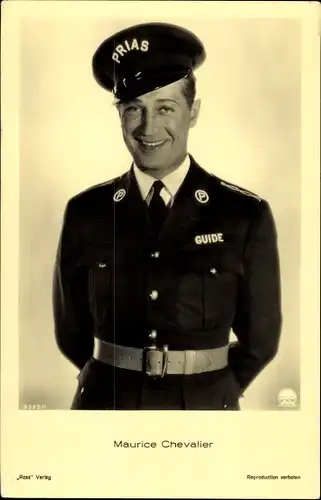 Ak Schauspieler Maurice Chevalier, Portrait, Ross, Uniform Prias Guide