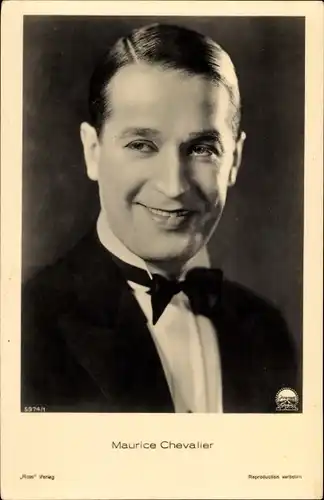 Ak Schauspieler Maurice Chevalier, Portrait, Ross, Fliege