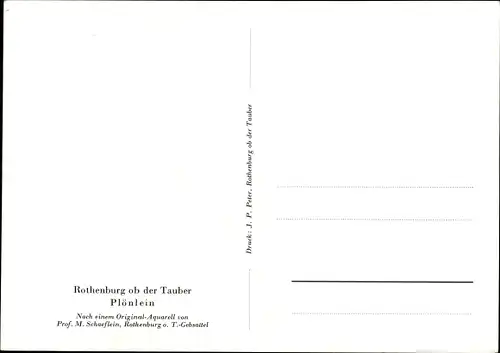 Künstler Ak Schoeflein, M., Rothenburg ob der Tauber Mittelfranken, Plönlein