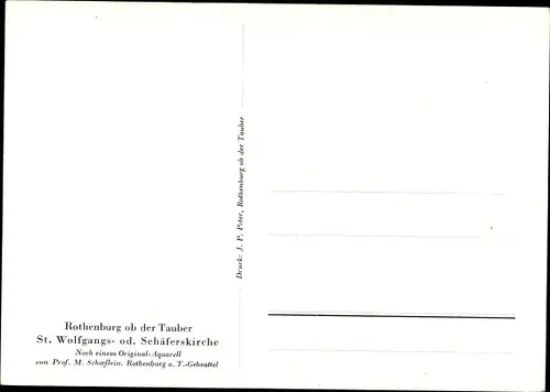 Künstler Ak Schoefler, M., Rothenburg ob der Tauber Mittelfranken, St. Wolfgang, Schäferskirche