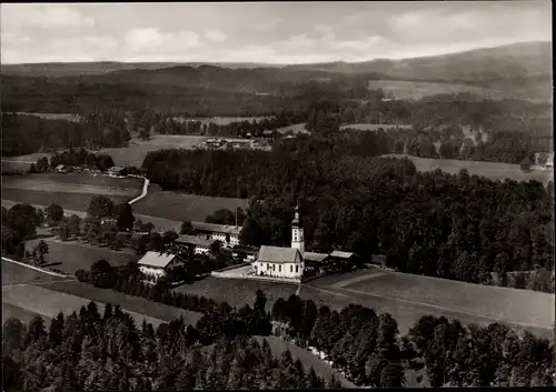 Ak Wall Warngau Oberbayern, Fliegeraufnahme, Kirche, Umgebung