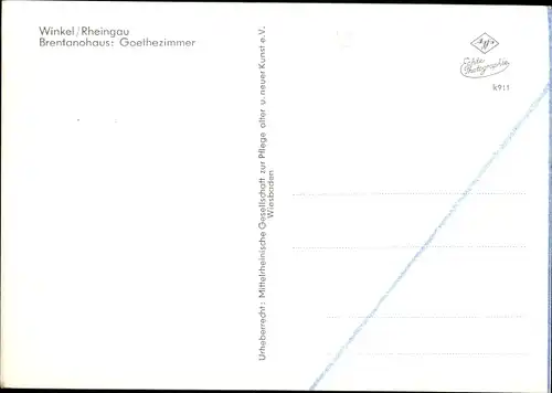 Ak Oestrich Winkel am Rhein Rheingau, Brentanohaus, Goethezimmer