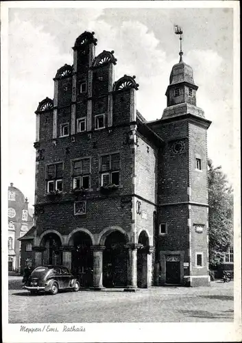 Ak Meppen im Emsland, Rathaus, Giebel