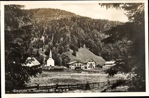 Ak Glashütte Kreuth am Tegernsee Oberbayern, Kirche, Wohnhäuser