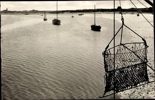 Ak Munkmarsch Sylt in Nordfriesland, Hafen, Muschelfangkorb