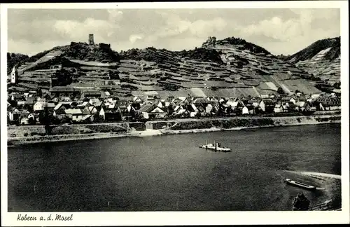 Ak Cobern Kobern Gondorf an der Mosel, Panorama, Fähre