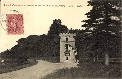 Ak Hérouville Calvados, Entree du Chateau de Beauregard