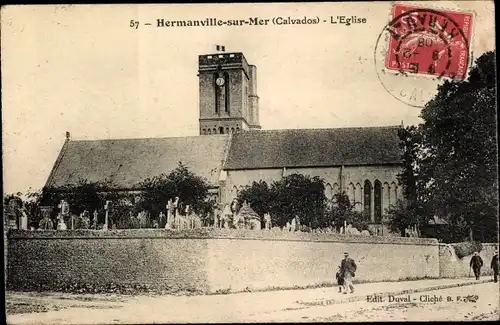 Ak Hermanville sur Mer Calvados, L'Eglise