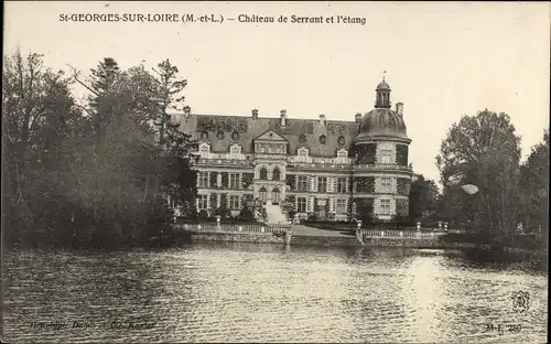 Ak Saint Georges sur Loire Maine et Loire, Chateau de Serrant et l'etang