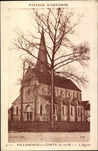 Ak Villeneuve le Comte Seine et Marne, L'Eglise