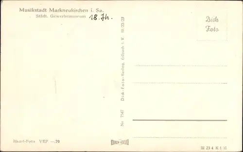 Ak Markneukirchen im Vogtland, Städt. Gewerbemuseum
