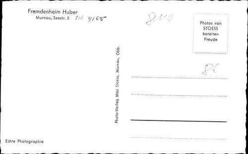 Ak Murnau am Staffelsee, Fremdenheim Huber, Seestraße 5