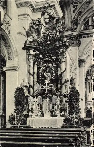 Ak Kempten im Allgäu Schwaben, Kath. Pfarrkirche St. Lorenz, Marien Altar