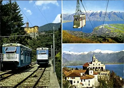 Ak Locarno Kanton Tessin Schweiz, Funicolaire Locarno-Orselina, Funivia, Seilbahn, Madonna del Sasso