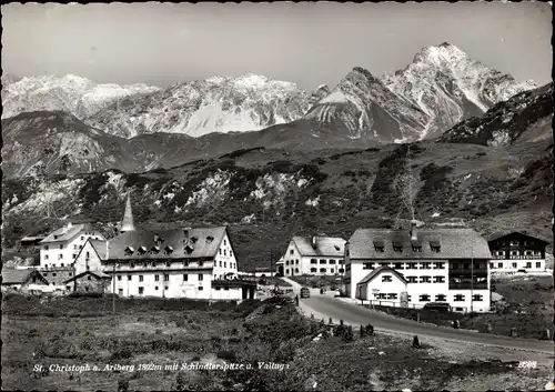 Ak St Christoph am Arlberg Tirol, Ortsansicht, Schindlerspitze