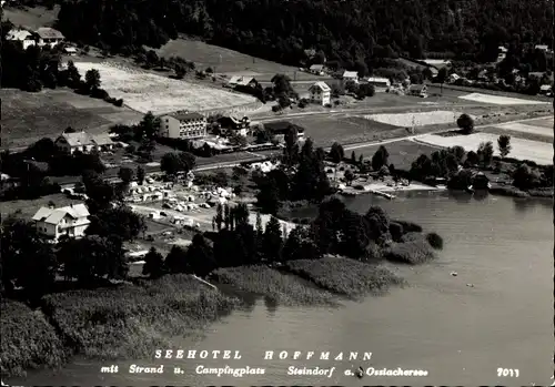 Ak Steindorf am Ossiacher See Kärnten, Seehotel Hoffmann, Campingplatz, Luftaufnahme