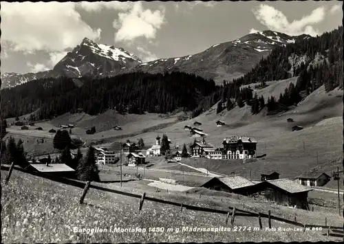 Ak Gargellen Montafon Vorarlberg, Ortsansicht gegen Madrisaspitze