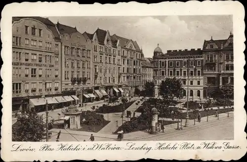 Ak Lwów Lemberg Ukraine, Plac Halicki, Ul. Walewa