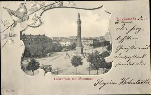 Passepartout Ak Darmstadt in Hessen, Luisenplatz, Monument