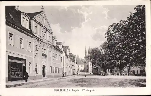 Ak Schneeberg im Erzgebirge, Fürstenplatz, Geschäft