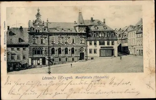 Ak Lößnitz Lössnitz im Erzgebirge, Marktplatz Südseite, Kaiserliches Postamt