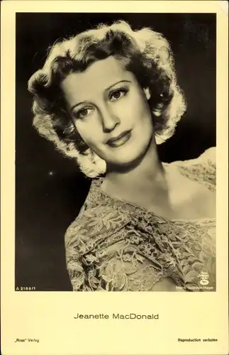 Ak Schauspielerin Jeanette MacDonald, Portrait, Ross