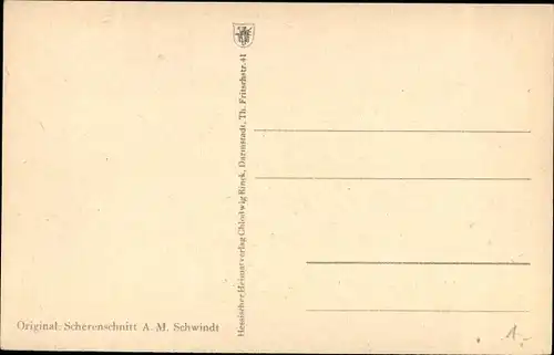 Scherenschnitt Ak Schwindt, A.M., Karlštejn Mittelböhmen, Burg Karlstein