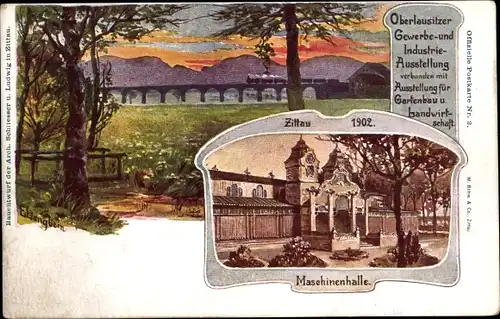 Künstler Ak Langbein, Zittau, Oberlausitzer Gewerbe- und Industrieausstellung 1902, Maschinenhalle