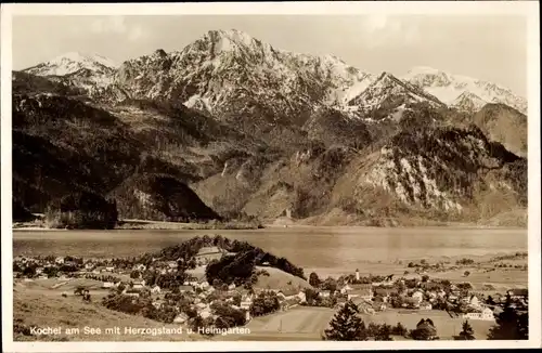 Ak Kochel am See Oberbayern, Panorama, Herzogstand, Heimgarten