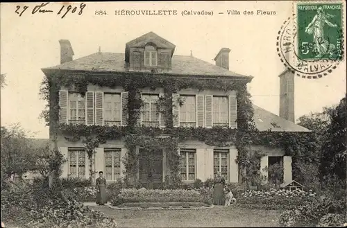 Ak Hérouvillette Calvados, Villa des Fleurs