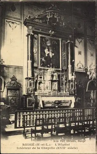 Ak Baugé Maine et Loire, L'Hopital, Interieur de la Chapelle