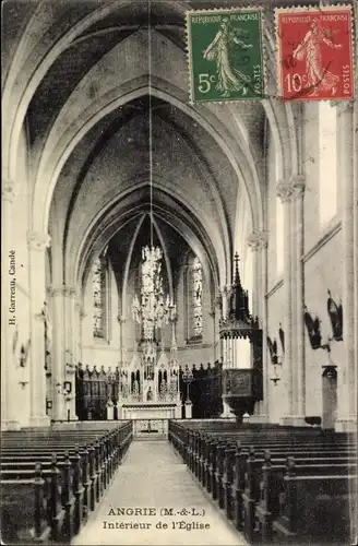 Ak Angrie Maine et Loire, Interieur de l'Eglise