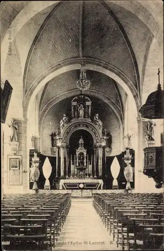 Ak Baugé Maine et Loire, Interieur de l'Eglise Saint Laurent
