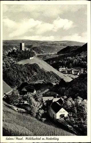 Ak Kobern Gondorf an der Mosel, Das Mühlbachtal mit Niederburg