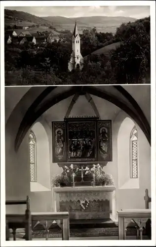 Ak Mulfingen an der Jagst Hohenlohekreis, Gesamtansicht, St. Anna Kapelle, Altar