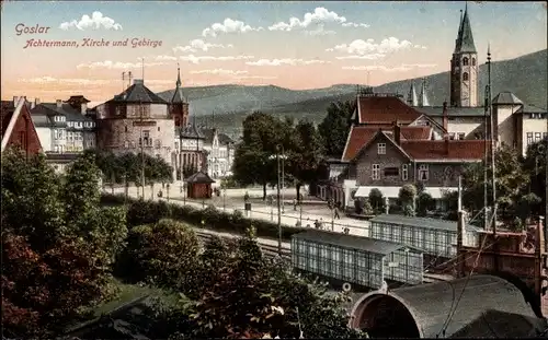 Ak Goslar am Harz, Achtermann, Kirche und Gebirge