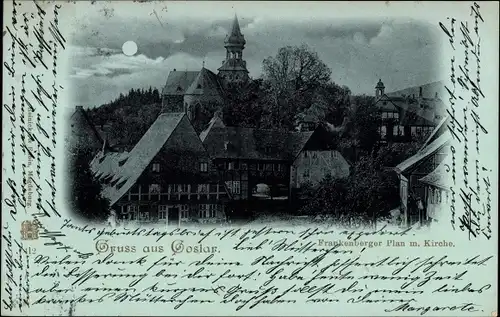 Mondschein Ak Goslar am Harz, Frankenberger Plan, Kirche