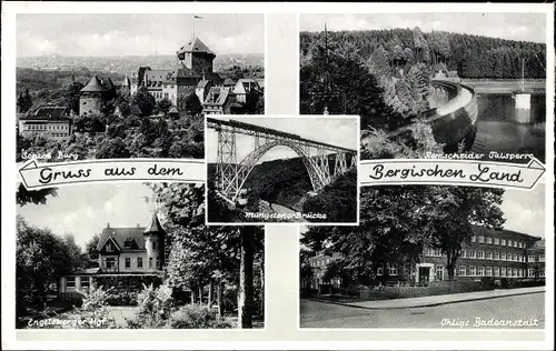 Ak Ohligs Solingen Bergisches Land, Remscheider Talsperre, Badeanstalt, Engelsberger Hof, Schloss