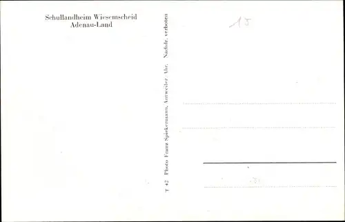 Ak Wiesemscheid in der Eifel, Schullandheim