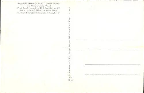 Ak Welzheim in Württemberg, Jugendhilfswerk e.V. Laufenmühle