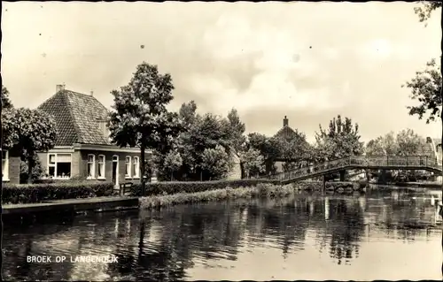 Ak Broek op Langedijk Nordholland Niederlande, Flusspartie, Brücke