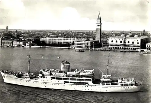 Ak Venezia Venedig Veneto, Dampfschiff Messapia Enotria, Adriatica Societa de Navigazione