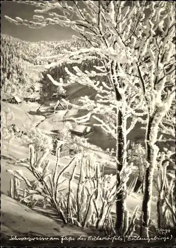 Ak Euldörfel Eulengebirge Schlesien, Schwarzwasser, Winter
