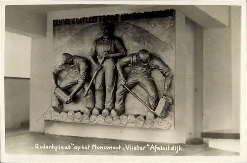 Foto Ak Afsluitdijk Friesland Niederlande, Monument Vlieter