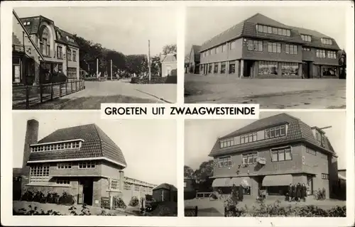 Ak Zwaagwesteinde Friesland Niederlande, Ortsansichten, Straßenpartie, Häuser, Fabrik